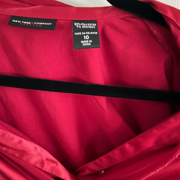 New York and Company red silky blouse - Picture 2 of 3